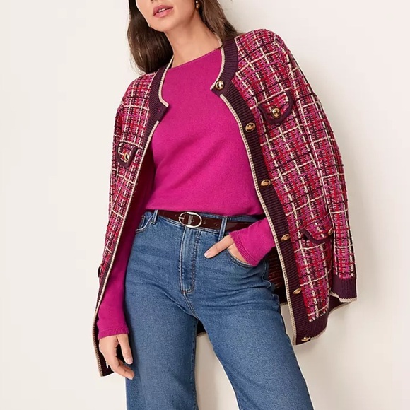 Ann Taylor Jackets & Blazers - Ann Taylor 2023 Petite Tweed Button Sweater Jacket